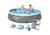 Bestway 57376 Бассейн надувной Fast Set, 396 x 84 см, фильтр-насос, картридж